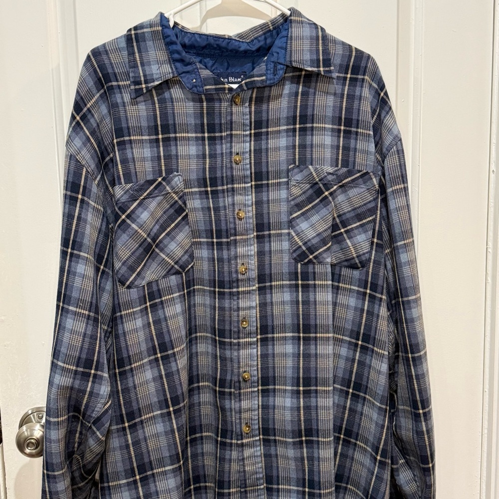 Men's Blue Plaid Casual Button Down Shirt